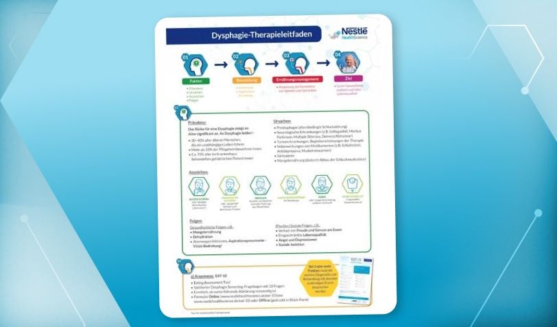 Auf dem Cover des Therapieleitfadens ist eine ThickenUP® clear Dose abgebildet.