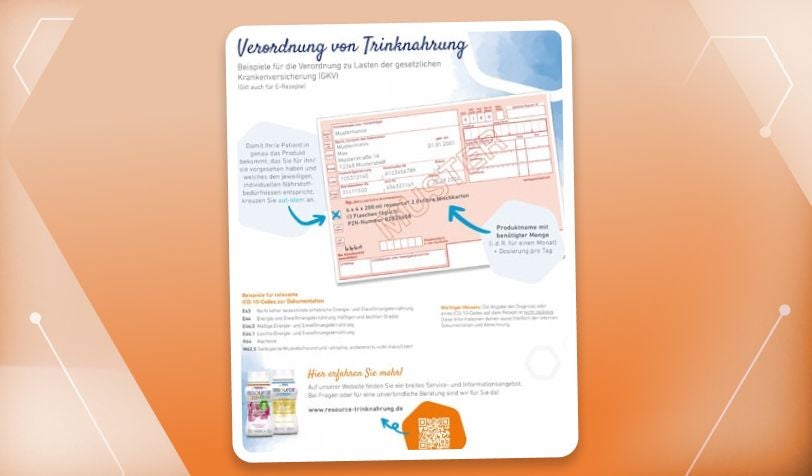 Verordnungsblatt mit ICD-10-Codes und Anleitung zur korrekten Ausstellung von Trinknahrung