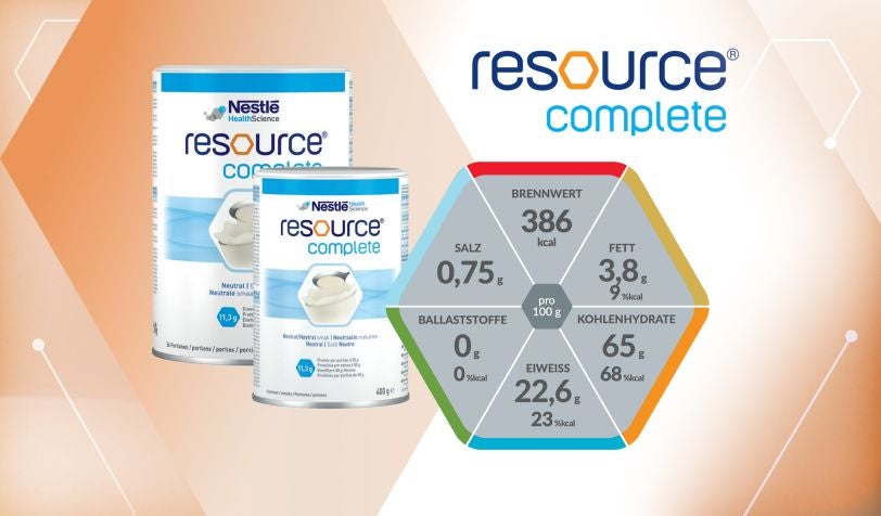 resource® complete – Produktdatenblatt zu eiweiß- und kohlenhydratreichem Trinknahrungspulver
