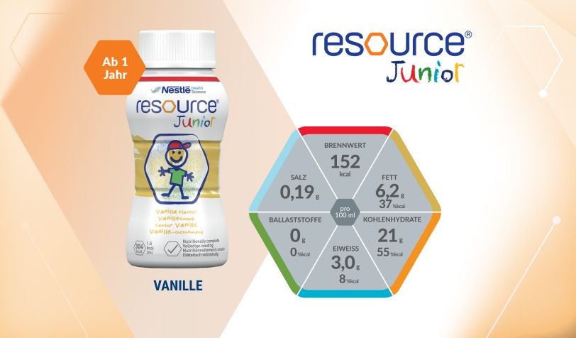 Produktdatenblatt resource® Junior Vanille (trinkfertig) – Informationen & Details