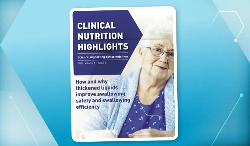 Die Abbildung der Publikation "Clinical Nutrition Highlights" zeigt eine sitzende ältere Dame mit Brille.