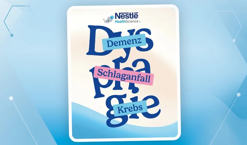Dysphagie Fachfolder für medizinische Fachkreise mit Screening und Versorgungsübersicht