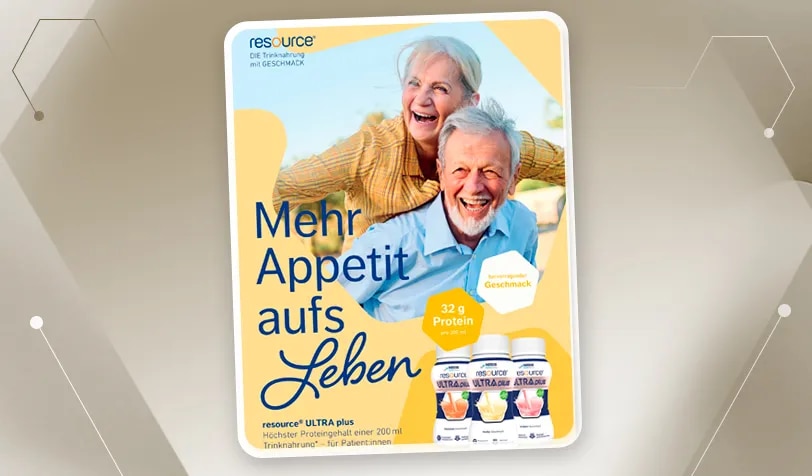 resource® ULTRA plus Fachfolder zur eiweißreichen hochkalorischen Trinknahrung mit 32 g Protein pro Flasch