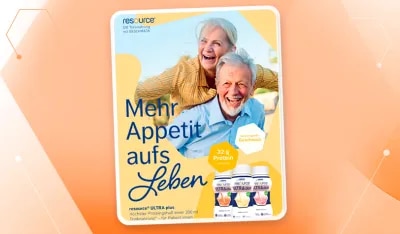 resource® ULTRA plus Fachfolder zur eiweißreichen hochkalorischen Trinknahrung mit 32 g Protein pro Flasch