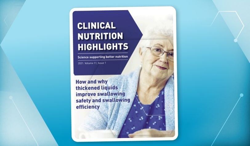 Die Abbildung der Publikation "Clinical Nutrition Highlights" zeigt eine sitzende ältere Dame mit Brille.