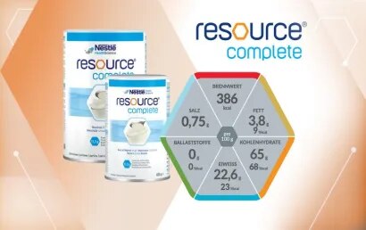 resource® complete – Produktdatenblatt zu eiweiß- und kohlenhydratreichem Trinknahrungspulver